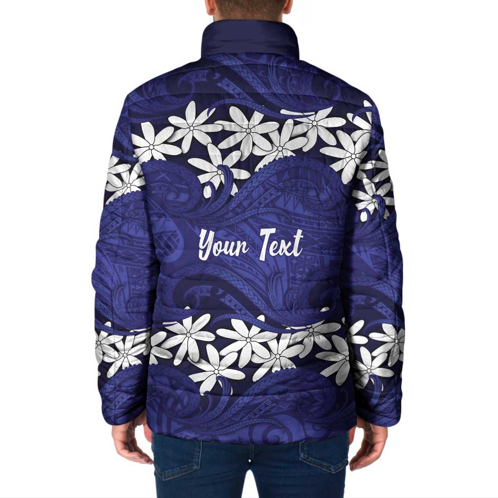 Personalised Cook Islands Pukapuka Padded Jacket Tiare Maori Polynesian Waves Tattoo LT14 - Polynesian Pride