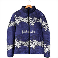 Personalised Cook Islands Pukapuka Padded Jacket Tiare Maori Polynesian Waves Tattoo LT14 - Polynesian Pride