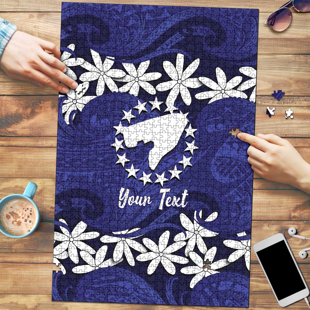 Personalised Cook Islands Pukapuka Puzzle Tiare Maori Polynesian Waves Tattoo LT14 Blue - Polynesian Pride