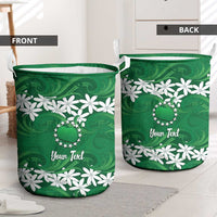 Personalised Cook Islands Rarotonga Laundry Basket Tiare Maori Polynesian Waves Tattoo LT14 - Polynesian Pride