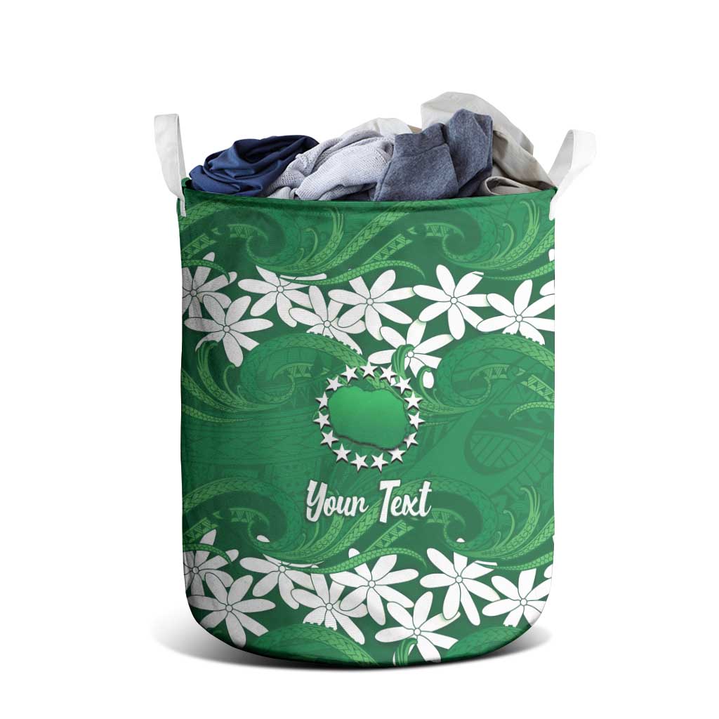 Personalised Cook Islands Rarotonga Laundry Basket Tiare Maori Polynesian Waves Tattoo LT14 - Polynesian Pride