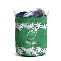 Personalised Cook Islands Rarotonga Laundry Basket Tiare Maori Polynesian Waves Tattoo LT14 - Polynesian Pride
