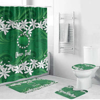 Personalised Cook Islands Rarotonga Bathroom Set Tiare Maori Polynesian Waves Tattoo LT14 Bathroom Set (4 pcs) Green - Polynesian Pride