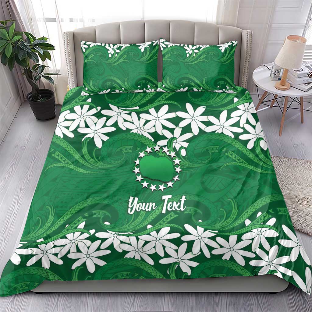 Personalised Cook Islands Rarotonga Bedding Set Tiare Maori Polynesian Waves Tattoo LT14 - Polynesian Pride