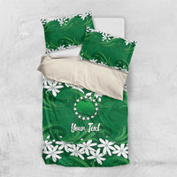 Personalised Cook Islands Rarotonga Bedding Set Tiare Maori Polynesian Waves Tattoo LT14 US Twin 172cm x 218cm Green - Polynesian Pride