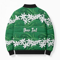 Personalised Cook Islands Rarotonga Bomber Puffer Jacket Tiare Maori Polynesian Waves Tattoo LT14 - Polynesian Pride