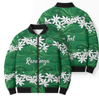 Personalised Cook Islands Rarotonga Bomber Puffer Jacket Tiare Maori Polynesian Waves Tattoo LT14 - Polynesian Pride