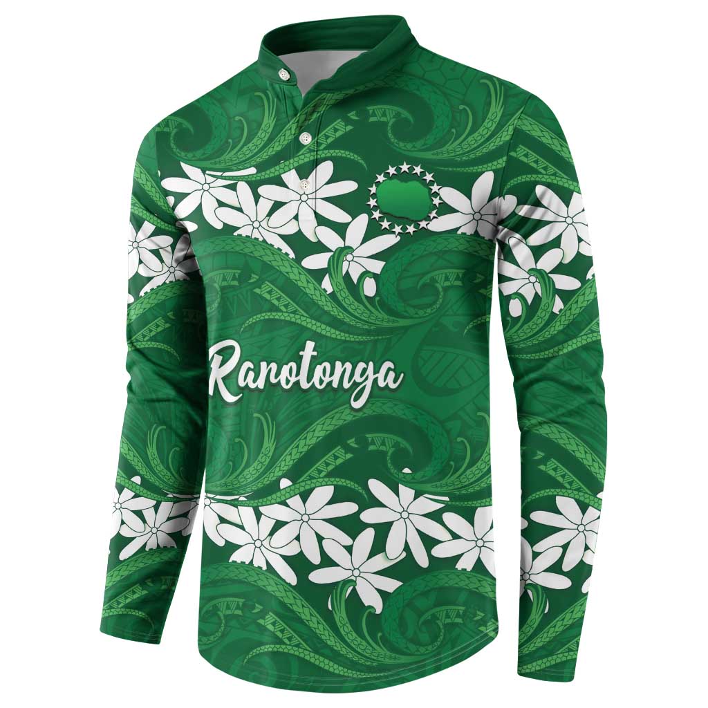 Personalised Cook Islands Rarotonga Button Sweatshirt Tiare Maori Polynesian Waves Tattoo LT14 - Polynesian Pride