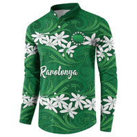 Personalised Cook Islands Rarotonga Button Sweatshirt Tiare Maori Polynesian Waves Tattoo LT14 - Polynesian Pride