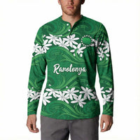Personalised Cook Islands Rarotonga Button Sweatshirt Tiare Maori Polynesian Waves Tattoo LT14 - Polynesian Pride