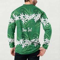 Personalised Cook Islands Rarotonga Button Sweatshirt Tiare Maori Polynesian Waves Tattoo LT14 - Polynesian Pride