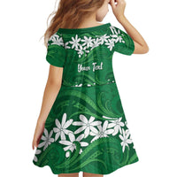 Personalised Cook Islands Rarotonga Kid Short Sleeve Dress Tiare Maori Polynesian Waves Tattoo LT14 - Polynesian Pride