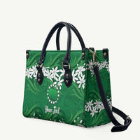 Personalised Cook Islands Rarotonga Leather Bag Tiare Maori Polynesian Waves Tattoo LT14 Green - Polynesian Pride