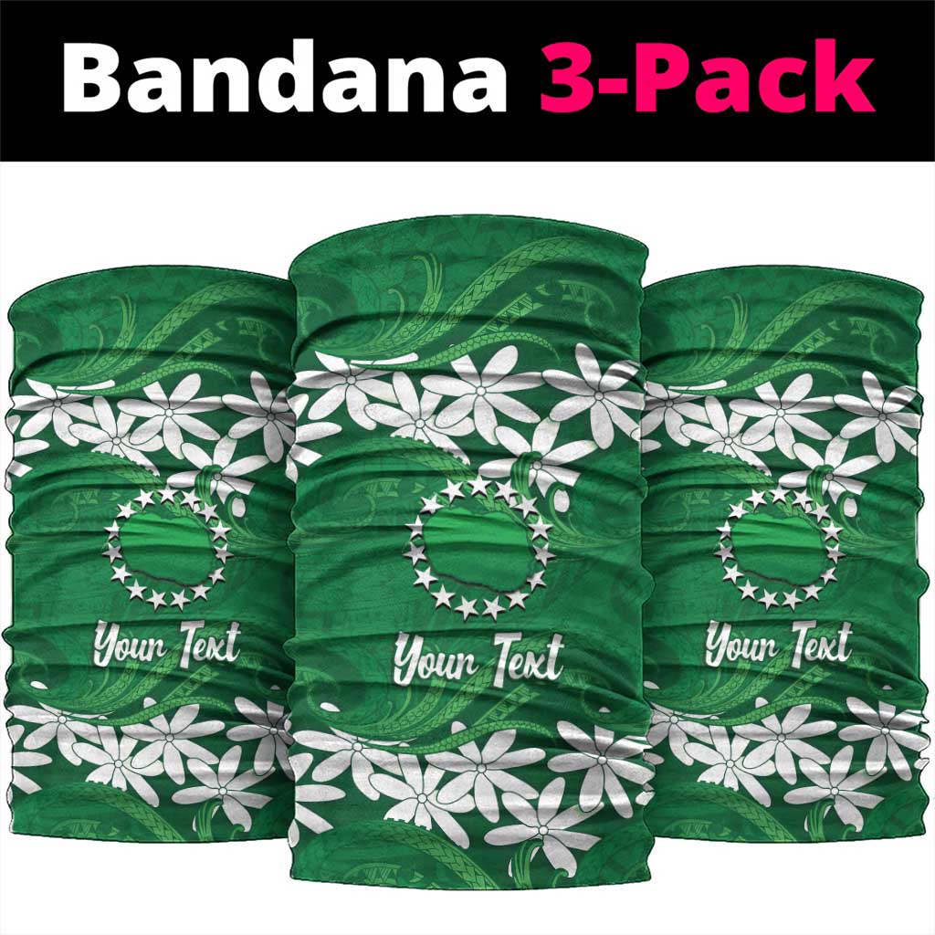 Personalised Cook Islands Rarotonga Neck Gaiter Tiare Maori Polynesian Waves Tattoo LT14 package One Size: 25*50cm Green - Polynesian Pride
