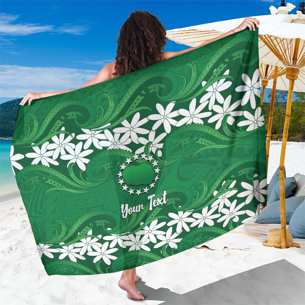 Personalised Cook Islands Rarotonga Sarong Tiare Maori Polynesian Waves Tattoo LT14 One Size 44 x 66 inches Green - Polynesian Pride