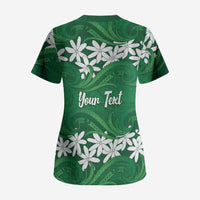 Personalised Cook Islands Rarotonga Scrub Top Tiare Maori Polynesian Waves Tattoo LT14 - Polynesian Pride