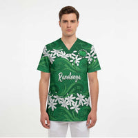 Personalised Cook Islands Rarotonga Scrub Top Tiare Maori Polynesian Waves Tattoo LT14 - Polynesian Pride