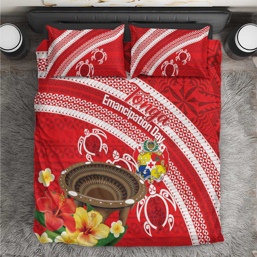Kingdom Of Tonga Emancipation Day Bedding Set Tongan Ngatu With Kumete Red LT14 Red - Polynesian Pride