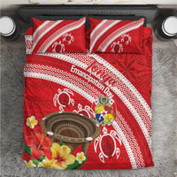 Kingdom Of Tonga Emancipation Day Bedding Set Tongan Ngatu With Kumete Red LT14 Red - Polynesian Pride