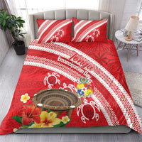 Kingdom Of Tonga Emancipation Day Bedding Set Tongan Ngatu With Kumete Red LT14 - Polynesian Pride