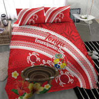 Kingdom Of Tonga Emancipation Day Bedding Set Tongan Ngatu With Kumete Red LT14 - Polynesian Pride