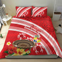 Kingdom Of Tonga Emancipation Day Bedding Set Tongan Ngatu With Kumete Red LT14 - Polynesian Pride