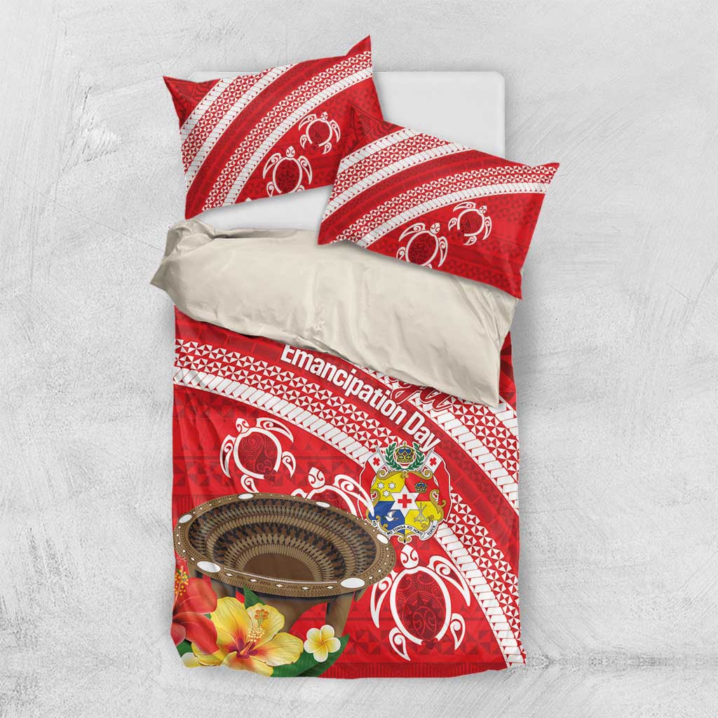 Kingdom Of Tonga Emancipation Day Bedding Set Tongan Ngatu With Kumete Red LT14 US Twin 172cm x 218cm Red - Polynesian Pride