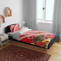 Kingdom Of Tonga Emancipation Day Bedding Set Tongan Ngatu With Kumete Red LT14 - Polynesian Pride