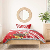 Kingdom Of Tonga Emancipation Day Bedding Set Tongan Ngatu With Kumete Red LT14 - Polynesian Pride