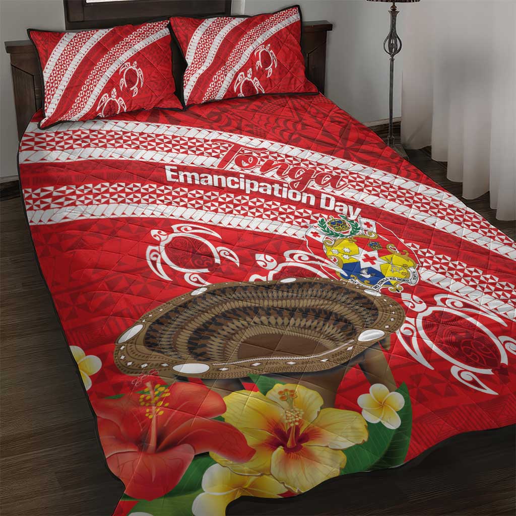 Kingdom Of Tonga Emancipation Day Quilt Bed Set Tongan Ngatu With Kumete Red LT14 Red - Polynesian Pride
