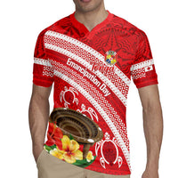 Kingdom Of Tonga Emancipation Day Rugby Jersey Tongan Ngatu With Kumete Red LT14 - Polynesian Pride