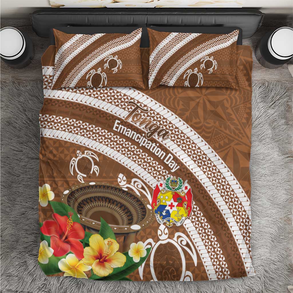 Kingdom Of Tonga Emancipation Day Bedding Set Tongan Ngatu With Kumete Brown LT14 Brown - Polynesian Pride