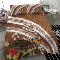 Kingdom Of Tonga Emancipation Day Bedding Set Tongan Ngatu With Kumete Brown LT14 - Polynesian Pride
