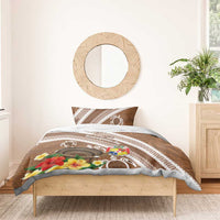 Kingdom Of Tonga Emancipation Day Bedding Set Tongan Ngatu With Kumete Brown LT14 - Polynesian Pride