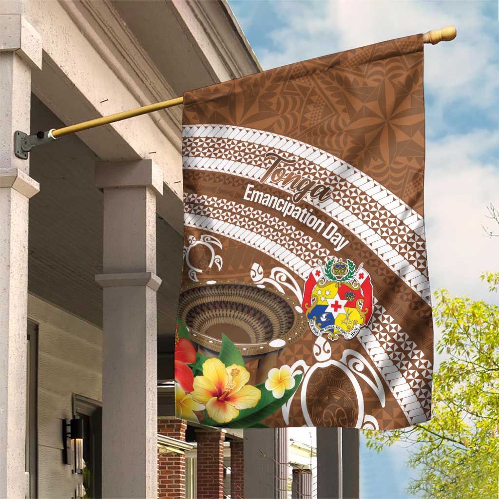 Kingdom Of Tonga Emancipation Day Garden Flag Tongan Ngatu With Kumete Brown LT14 House Flag Brown - Polynesian Pride