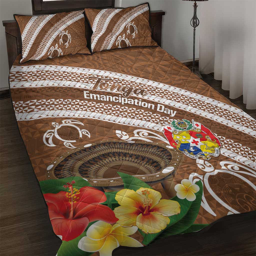 Kingdom Of Tonga Emancipation Day Quilt Bed Set Tongan Ngatu With Kumete Brown LT14 Brown - Polynesian Pride