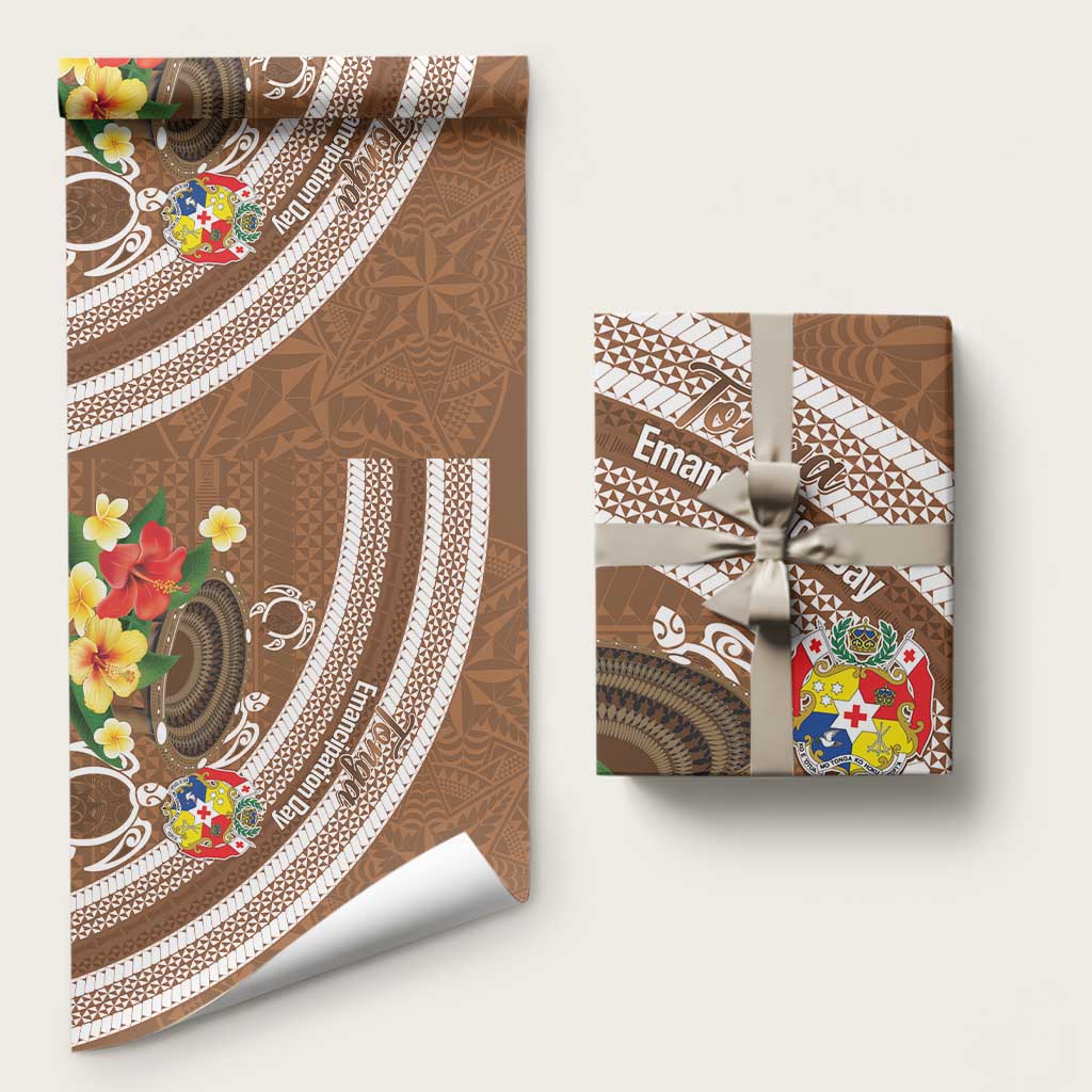 Kingdom Of Tonga Emancipation Day Wrapping Paper Tongan Ngatu With Kumete Brown LT14 58" × 23" Brown - Polynesian Pride