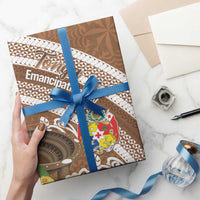 Kingdom Of Tonga Emancipation Day Wrapping Paper Tongan Ngatu With Kumete Brown LT14 - Polynesian Pride