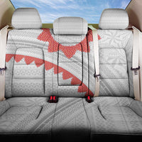 Tonga White Sunday Back Car Seat Cover Heilala Flowers Tongan Ngatu Pattern LT14 One Size White - Polynesian Pride