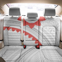 Tonga White Sunday Back Car Seat Cover Heilala Flowers Tongan Ngatu Pattern LT14 - Polynesian Pride