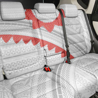 Tonga White Sunday Back Car Seat Cover Heilala Flowers Tongan Ngatu Pattern LT14 - Polynesian Pride
