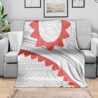 Tonga White Sunday Blanket Heilala Flowers Tongan Ngatu Pattern LT14 - Polynesian Pride