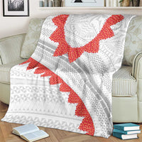 Tonga White Sunday Blanket Heilala Flowers Tongan Ngatu Pattern LT14 - Polynesian Pride