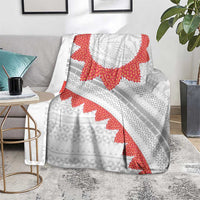 Tonga White Sunday Blanket Heilala Flowers Tongan Ngatu Pattern LT14 - Polynesian Pride