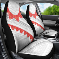 Tonga White Sunday Car Seat Cover Heilala Flowers Tongan Ngatu Pattern LT14 - Polynesian Pride