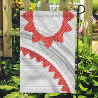 Tonga White Sunday Garden Flag Heilala Flowers Tongan Ngatu Pattern LT14 Garden Flag White - Polynesian Pride