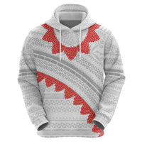 Tonga White Sunday Hoodie Heilala Flowers Tongan Ngatu Pattern LT14 - Polynesian Pride