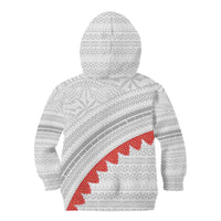 Tonga White Sunday Kid Hoodie Heilala Flowers Tongan Ngatu Pattern LT14 - Polynesian Pride