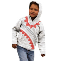 Tonga White Sunday Kid Hoodie Heilala Flowers Tongan Ngatu Pattern LT14 - Polynesian Pride