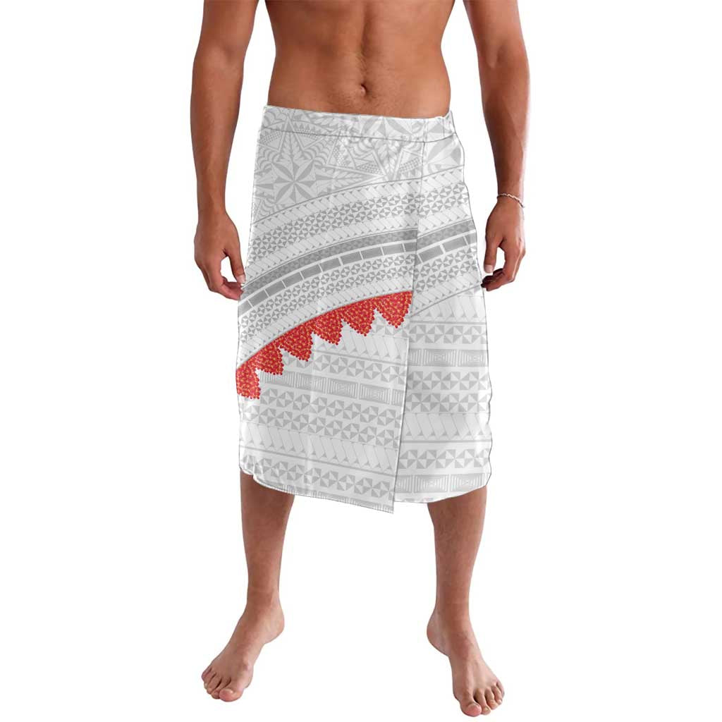 Tonga White Sunday Lavalava Heilala Flowers Tongan Ngatu Pattern LT14 White - Polynesian Pride